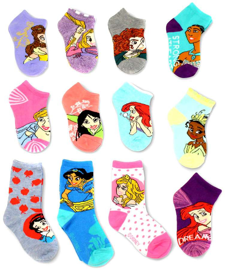 12 Days of Socks Disney Princess Kids Disney Princess 12Pack Shoe Size