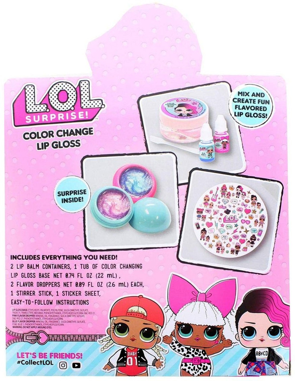 LOL Surprise Color Change Lip Gloss Kit 2 Lip Glosses MGA Entertainment ToyWiz