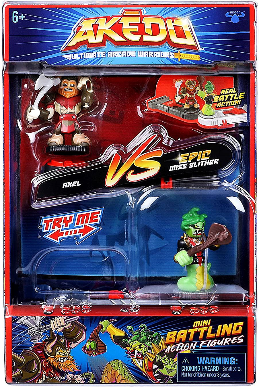Akedo - Ultimate Arcade Warriors Versus Pack Mini Battling Action Figures - Ready, Fight, Split Strike - Epic POWERCORN VS KRAGNOX,Multicolor,14271, For Ages 6+ years price in UAE | Amazon UAE
