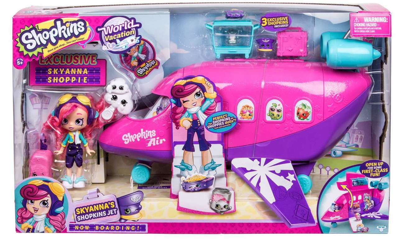 shopkins shoppies plane playset with doll