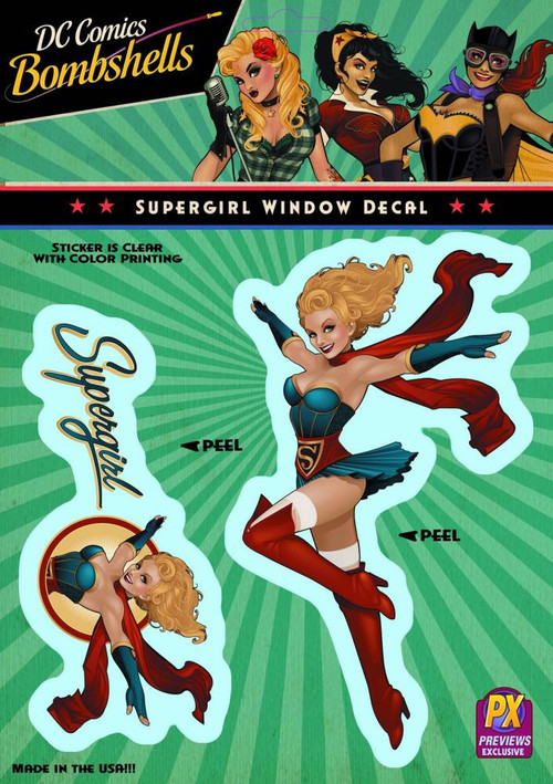 DC Supergirl Bombshells Supergirl Vinyl Window Decal Elephant Gun