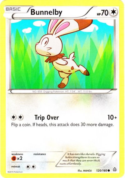 pokemon bunnelby card 97/131 Common Pokmon Hit Points70 HP Form Pokemon X Y Primal Clash