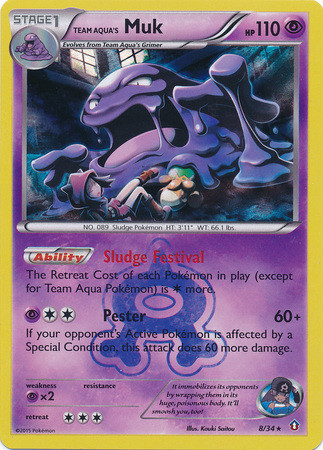 Pokemon X Y Double Crisis Single Card Rare Holo Team Aquas Muk 8 - ToyWiz Pokemon X Y Double Crisis Single Card Rare Holo Team Aquas Muk 8 - ToyWiz