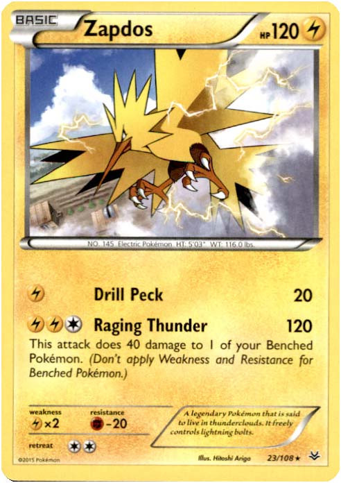 Pokemon X Y Roaring Skies Single Card Rare Zapdos 23 - ToyWiz
