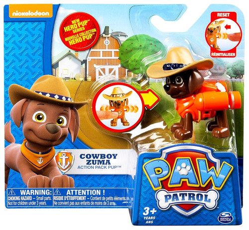 Paw Patrol Action Pack Pup Hero Pup Cowboy Zuma Figure