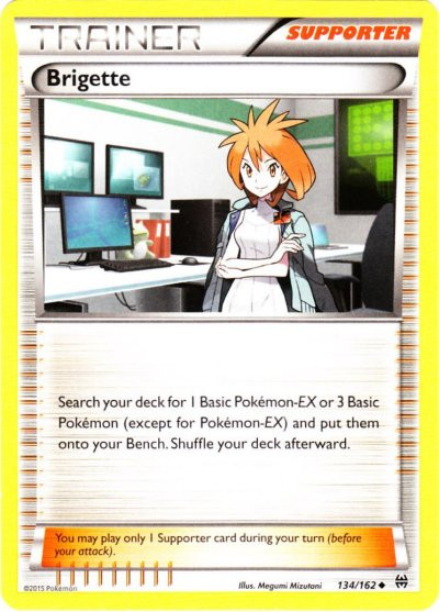 brigette pokemon card full art -Single Near Mint /// Near Mint FoilCards in Near Mint (NM) condition show minimal wear from shuffling Brigette 161/162 Full Art -