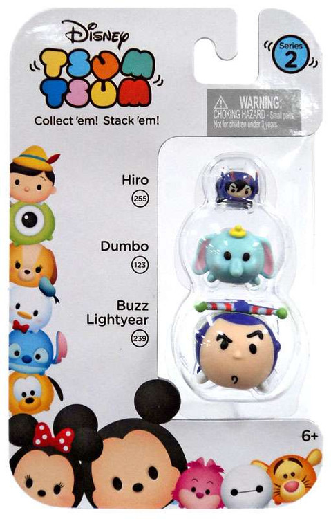 Tsumu 　2 Disney Tsum Tsum Series 2 Hiro, Dumbo Buzz Lightyear Minifigure 3