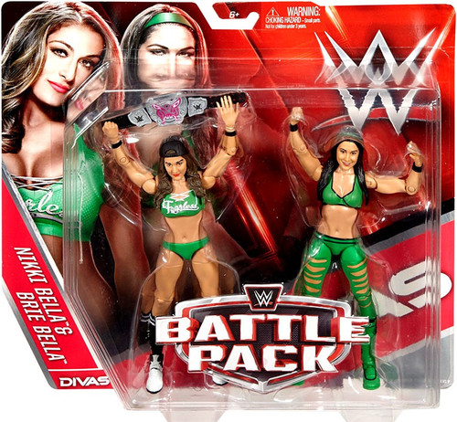 WWE Wrestling Battle Pack Series 38 Nikki & Brie Bella Twins Action Figure  2-Pack [Green Outfits]