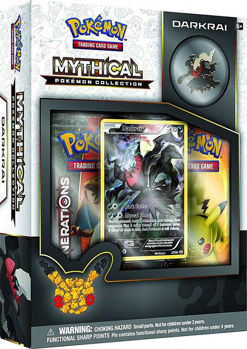 pokemon trading card game mythical Darkrai Collection Box 2 Booster Packs, Promo Pin Pokemon USA seen foil promo card featuring Meloetta Pokemon TCG: Genesect Mythical Pin