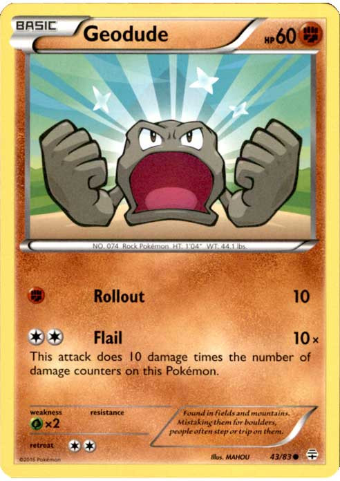 Pokemon X Y Generations Single Card Common Geodude 43 - ToyWiz