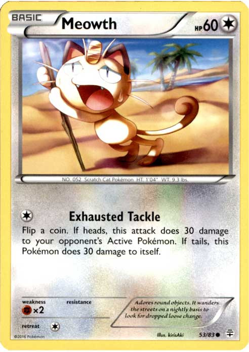 Pokemon X Y Generations Single Card Common Meowth 53 - ToyWiz Pokemon X Y Generations Single Card Common Meowth 53 - ToyWiz