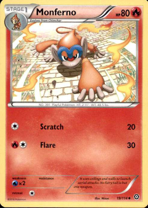 Pokemon Trading Card Game XY Steam Siege Uncommon Monferno #19