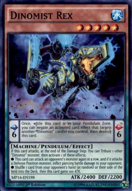 YuGiOh 2016 Mega-Tin Mega Pack Super Rare Dinomist Rex MP16-EN198