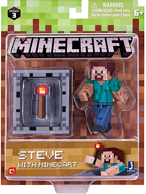 Minecraft Series Steve With Minecart Action Figure Set Jazwares