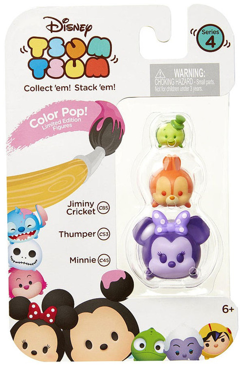 Disney Tsum Tsum Series 4 Color Pop Jiminy Cricket, Thumper Minnie