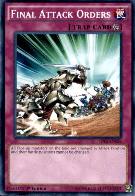 Yu-Gi-Oh Final Attack Orders Yu-Gi-Oh!  Final Attack Orders SDKS-EN036  Common 1st Edition Trap Card (Seto Kaiba Structure Deck) Yu Gi Oh