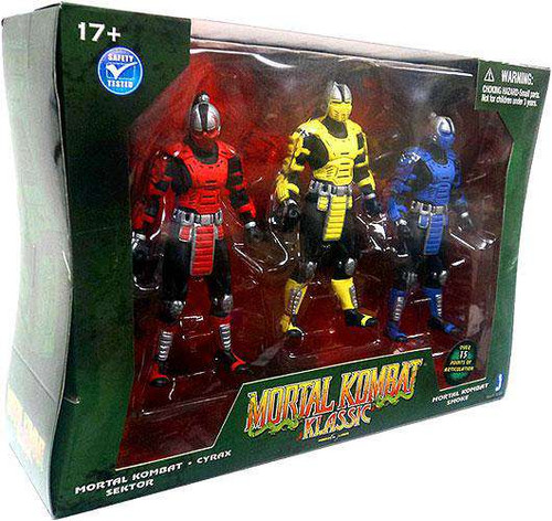 Mortal Kombat Klassic Cyrax, Smoke Sektor 4 Action Figure 3-Pack