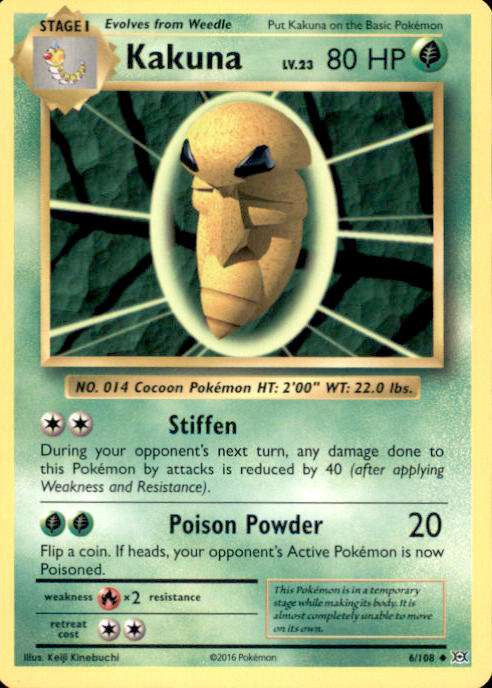 kakuna pokemon card #14 [2] Stiffen Pokemon X Y Evolutions Single
