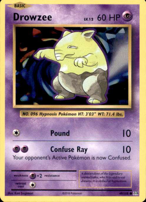 Pokemon X Y Evolutions Single Card Common Drowzee 49 - ToyWiz
