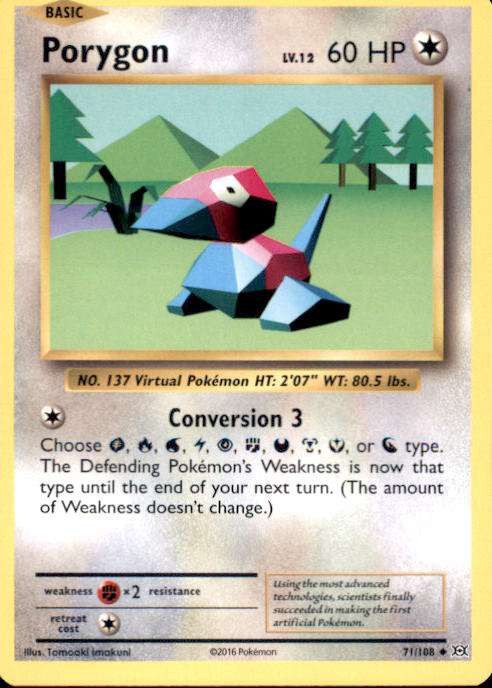 Pokemon X Y Evolutions Single Card Uncommon Porygon 71 - ToyWiz