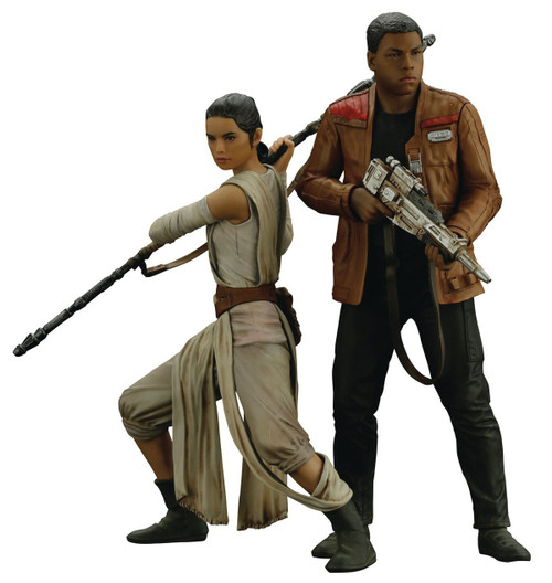 Star Wars The Force Awakens ArtFX Rey Finn 110 Statue Set