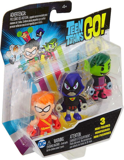 Teen Titans Go Raven, Speedy Beast Boy Mini Figure 3-Pack Mattel