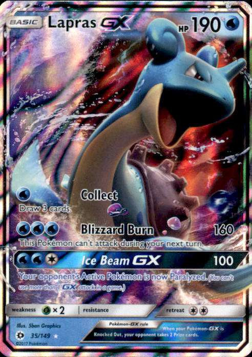 Pokemon Sun & Moon Base Set Ultra Rare Lapras GX #35