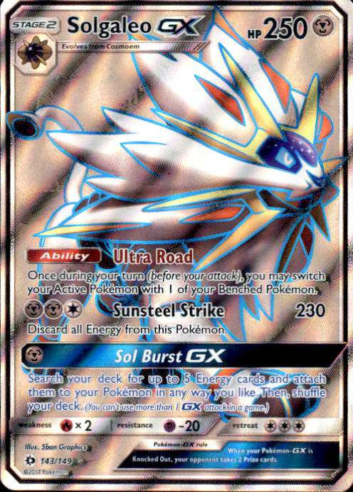 pokemon solgaleo gx card SM104A Gold Full Art Promo - Trading Card - 1,0 Number of Units - Unrated - Unisex Metal Ability Ultra Road Once during your turn (before your attack) Pokemon Sun Moon Sun Moon