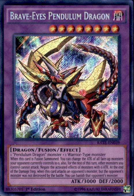 YuGiOh Raging Tempest Single Card Secret Rare Brave-Eyes Pendulum Dragon  RATE-EN039 - ToyWiz