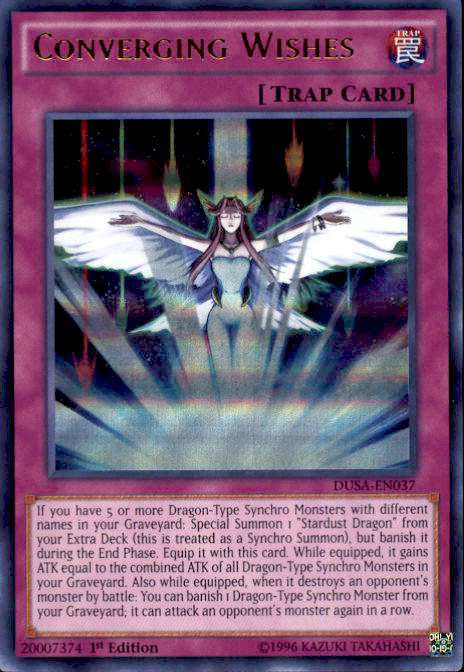 make a wish yugioh card Converging Wishes - KICO-EN059 - Rare Monsters Special Summoned by this effect cannot be destroyed by battle while in Attack Position. CC) I wish Konami printed