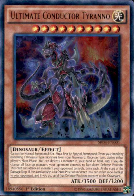 YuGiOh Dinosmashers Fury Structure Deck Single Card Ultra Rare Ultimate Conductor Tyranno SR04-EN001 - ToyWiz YuGiOh Dinosmashers Fury Structure Deck Single Card Ultra Rare Ultimate Conductor Tyranno SR04-EN001 - ToyWiz