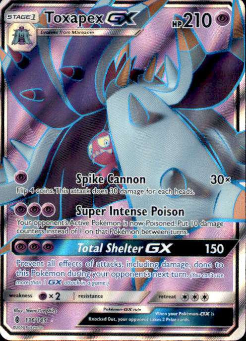 Pokemon Trading Card Game Sun Moon Guardians Rising Single Card Ultra Rare Toxapex GX 136 - ToyWiz Pokemon Trading Card Game Sun Moon Guardians Rising Single Card Ultra Rare Toxapex GX 136 - ToyWiz