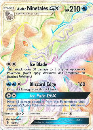 pokemon card alolan ninetales 28/147 Cracked Ice Holo Near Mint GX or Pokmon Pokemon Trading Card Game Sun