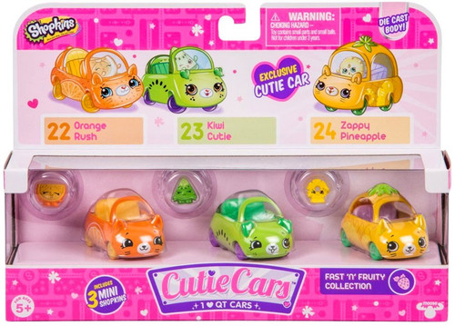 Shopkins Cutie Cars Fast n Fruity Figure 3-Pack 22, 23 24 Orange