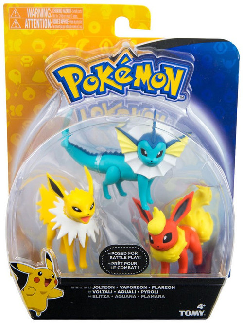 Pokemon Action Pose Vaporeon, Jolteon Flareon 3 Mini Figure 3-Pack