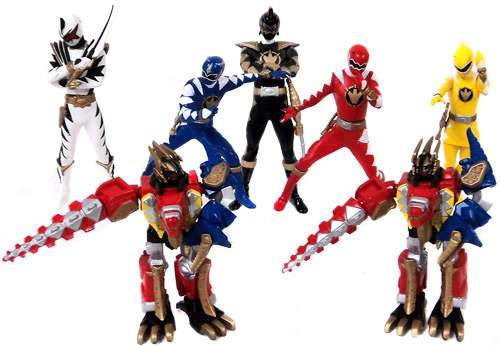 Power Rangers Dino Thunder フィギュアセット Power Rangers Dino Thunder Red Blue Yellow White Megazords Micro