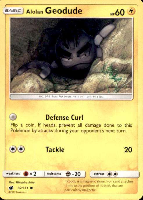 alolan geodude pokemon card This is of the Common rarity. Pokemon Sun Moon Crimson Invasion