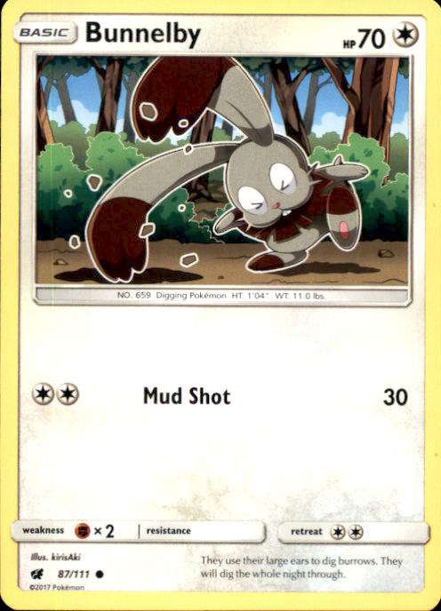 Pokemon Sun Moon Crimson Invasion Single Card Common Bunnelby 87
