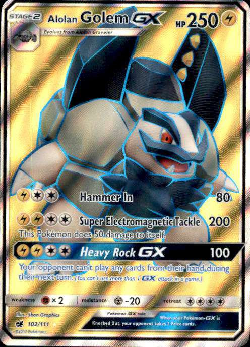 alolan golem pokemon card 37/181 - Team Up - Rare - Evolution 4 Set Weakness Fighting ×2 Resistance Metal Pokemon - Alolan Golem-GX -