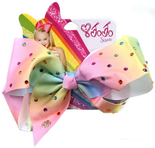 Neuf Avec étiquettes : Serre-tête Jojo Siwa Signature Bow – Émoji Pastel Arc-en-ciel Multicolore