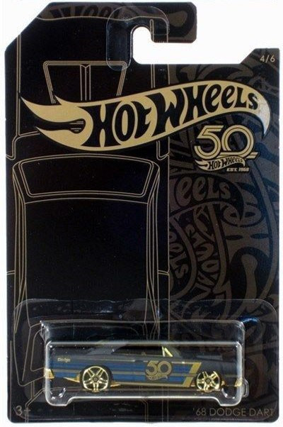Hot Wheels 50th Anniversary Black Gold 68 Dodge Dart 164 Diecast