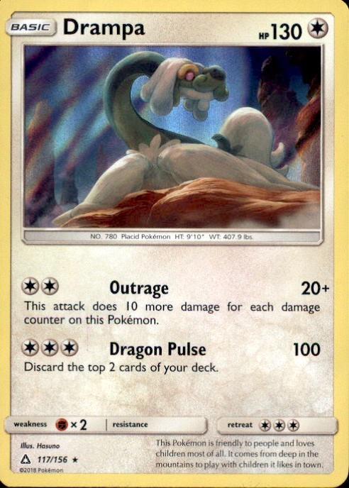 Pokemon Trading Card Game Sun Moon Ultra Prism Single Card Rare Holo Drampa 117 - ToyWiz Pokemon Trading Card Game Sun Moon Ultra Prism Single Card Rare Holo Drampa 117 - ToyWiz
