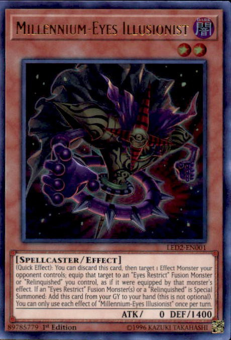 YuGiOh Trading Card Game Legendary Duelists Ancient Millennium Single Card  Ultra Rare Millennium-Eyes Illusionist LED2-EN001 - ToyWiz