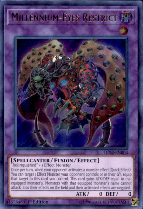 YuGiOh Trading Card Game Legendary Duelists Ancient Millennium Single Card  Ultra Rare Millennium-Eyes Restrict LED2-EN003 - ToyWiz