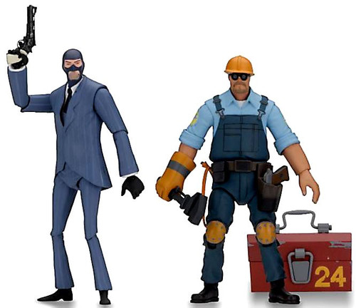 NECA Team Fortress 2 BLU Series 3.5 Spy The Engineer Set of Both
