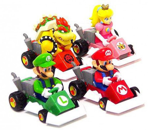 Super Mario Mario Kart DS Set of 4 Pull Back Racers Tomy Gacha