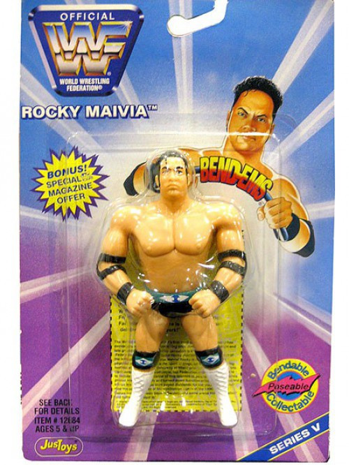 WWE Wrestling WWF Bend-Ems Series 5 Rocky Maivia Rubber Figure