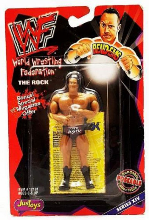 WWE Wrestling WWF Bend-Ems Series 14 The Rock Rubber Figure