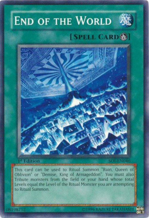 the world yugioh card YuGiOh GX Trading Card Game Shadow of Infinity Single Card Common End of  the World SOI-EN046