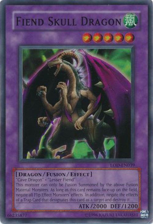 YuGiOh Legacy of Darkness Single Card Super Rare Fiend Skull Dragon LOD-039  - ToyWiz